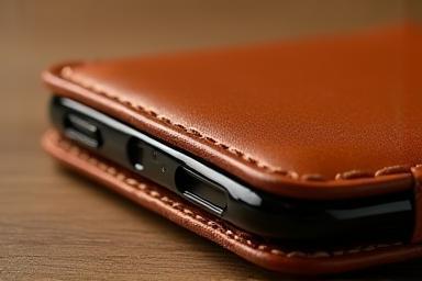 Leather Wallet Case in caramel color