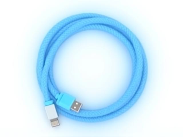Durable blue nylon braided USB-C cable coiled elegantly